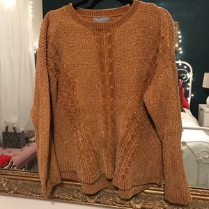 Chenille Mustard Cable Knit Sweater
